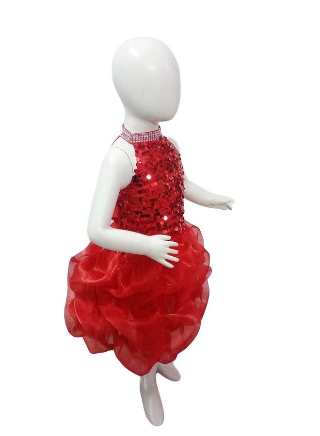BookMyCostume Red Balloon Frock Western Dance Costume Dress for Girls - Premium 8-10 years,Polyester - Image 2